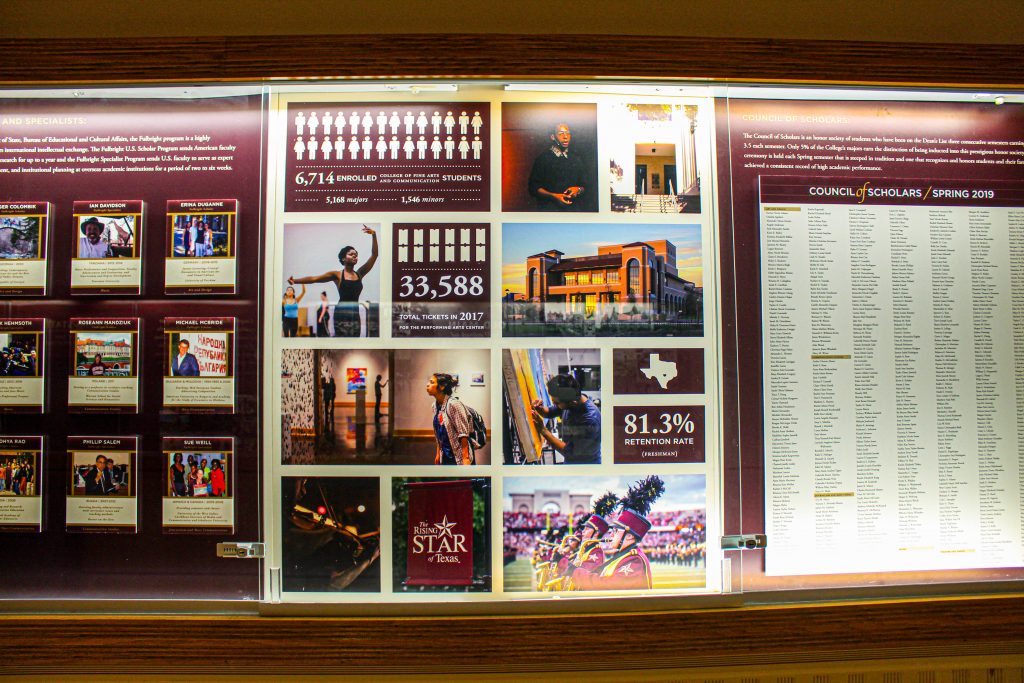A display window full of pictures and statistics of enrollment.